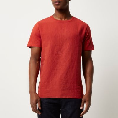 Orange woven front t-shirt